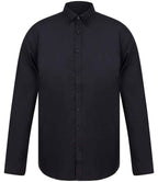 Henbury Modern Long Sleeve Slim Fit Oxford Shirt - Black