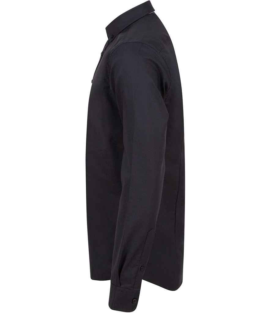 Henbury Modern Long Sleeve Slim Fit Oxford Shirt - Black