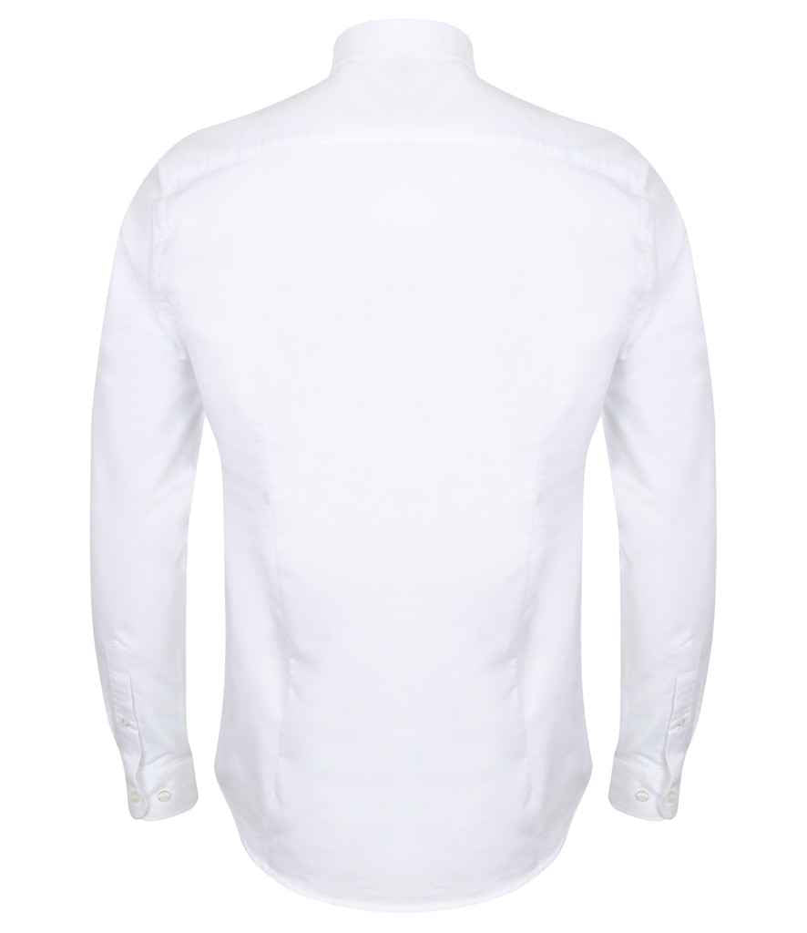Henbury Modern Long Sleeve Slim Fit Oxford Shirt - White