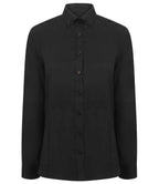 Henbury Ladies Modern Long Sleeve Regular Fit Oxford Shirt - Black