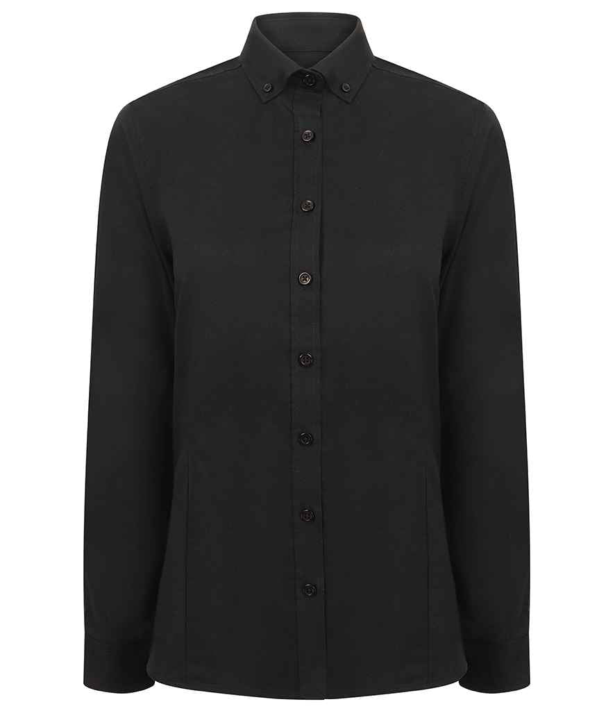 Henbury Ladies Modern Long Sleeve Regular Fit Oxford Shirt - Black