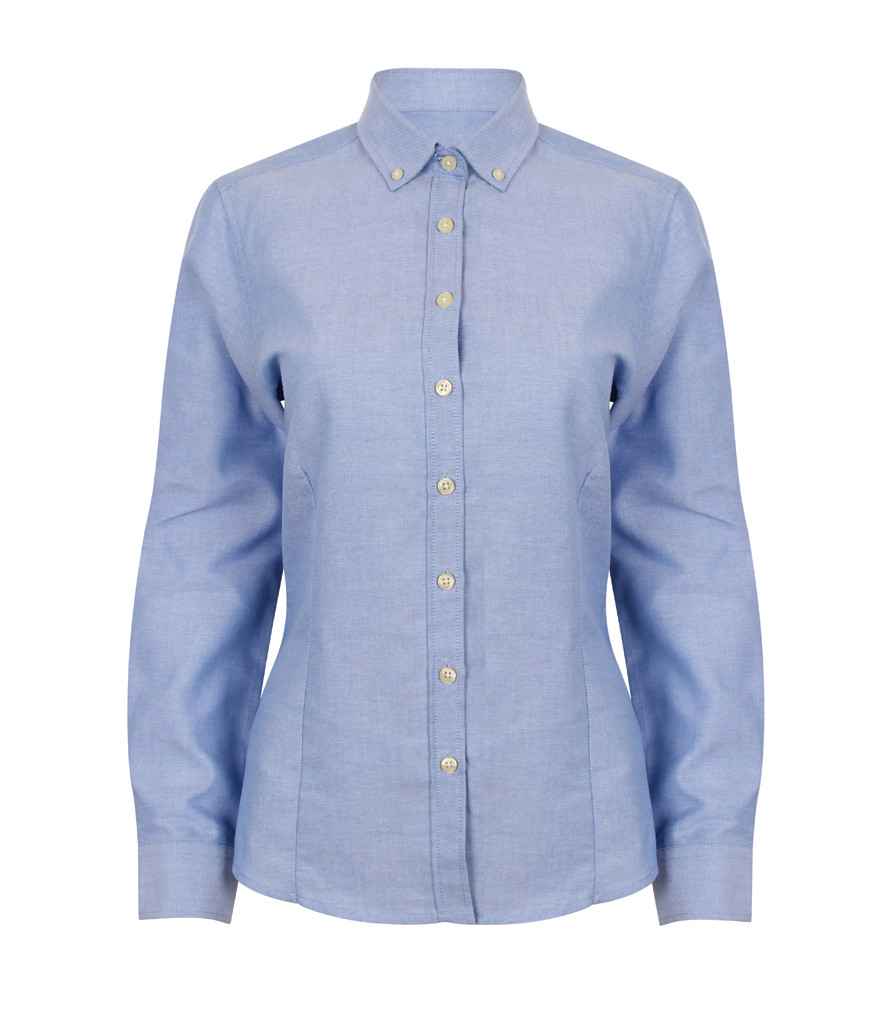 Henbury Ladies Modern Long Sleeve Regular Fit Oxford Shirt - Blue