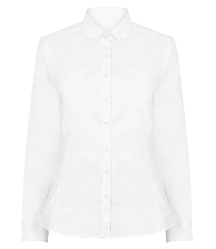 Henbury Ladies Modern Long Sleeve Regular Fit Oxford Shirt - White