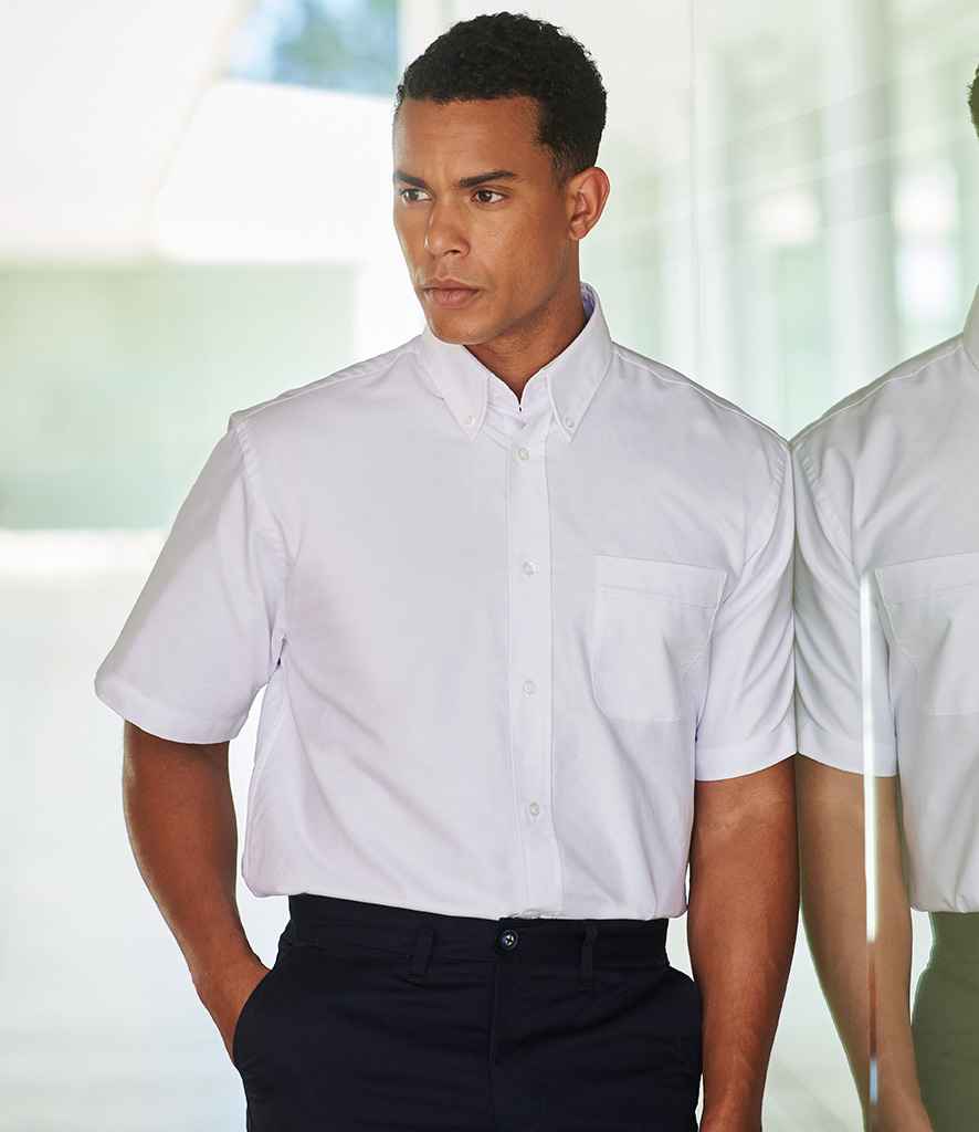Henbury Short Sleeve Classic Oxford Shirt - White