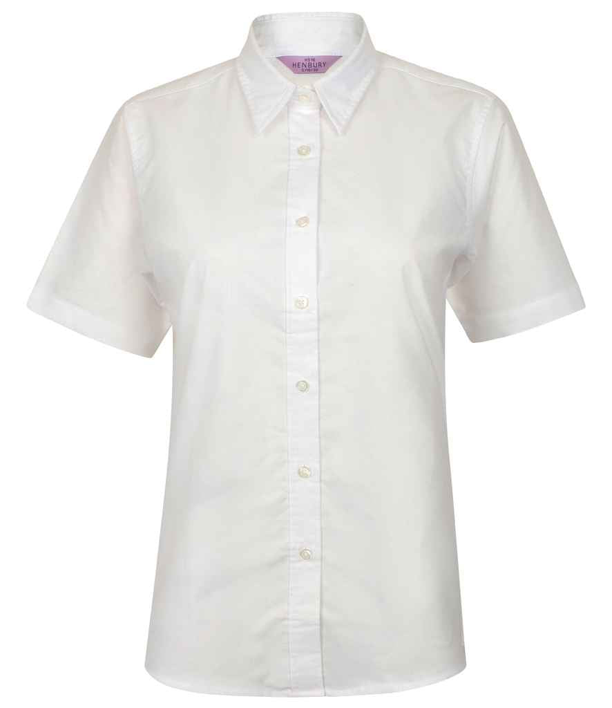 Henbury Ladies Short Sleeve Classic Oxford Shirt - White