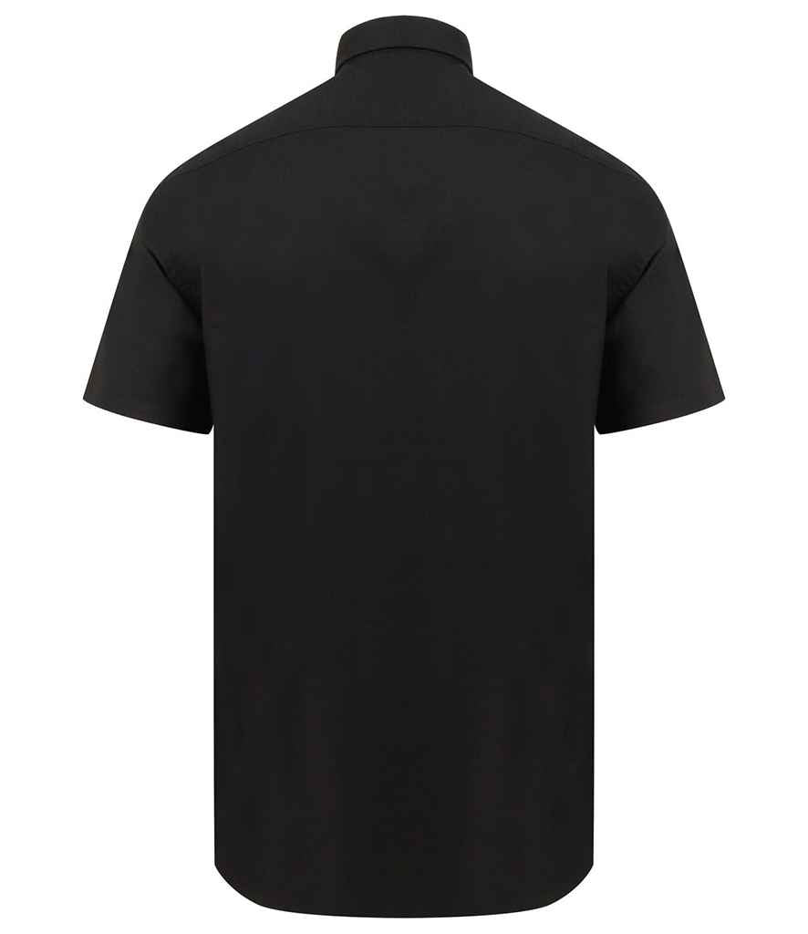 Henbury Modern Short Sleeve Regular Fit Oxford Shirt - Black