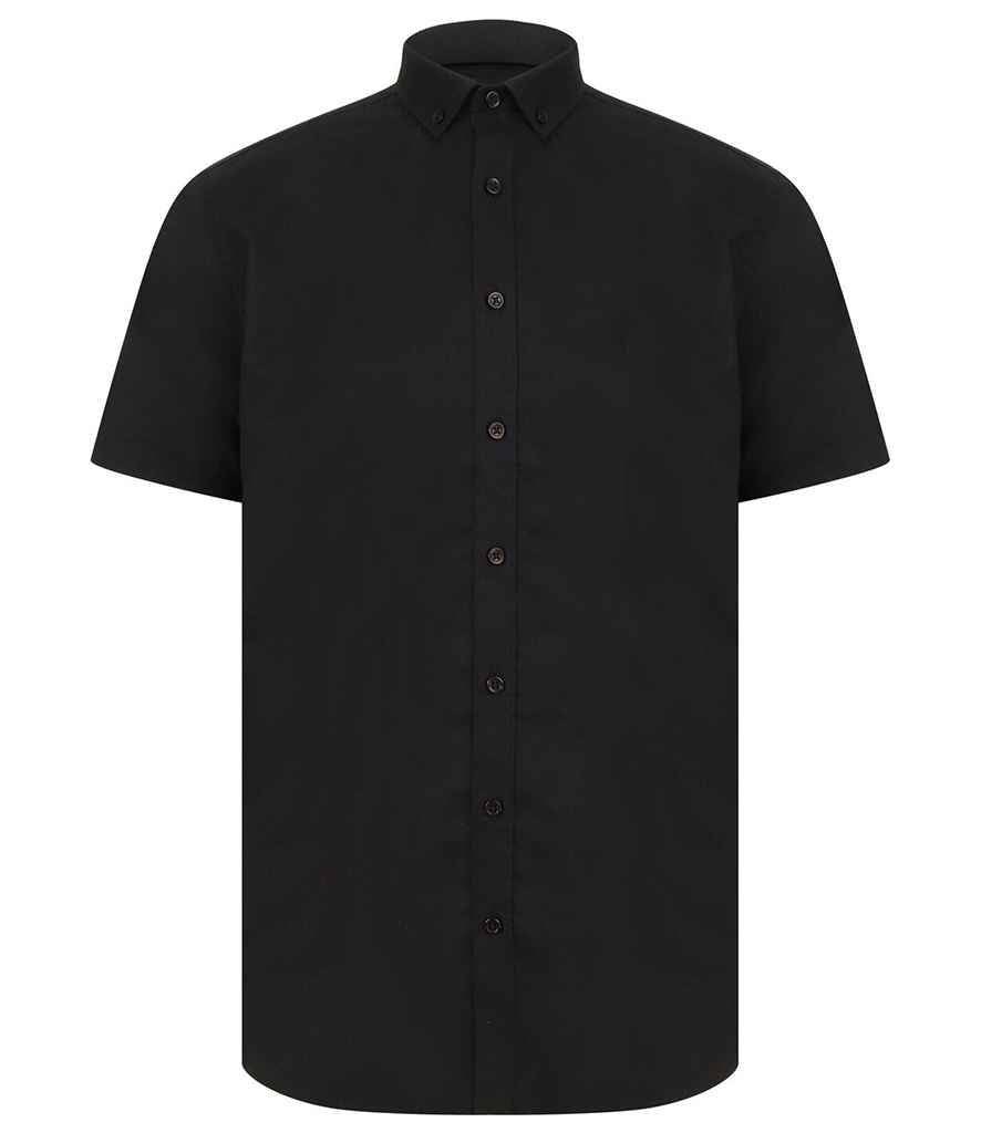 Henbury Modern Short Sleeve Regular Fit Oxford Shirt - Black