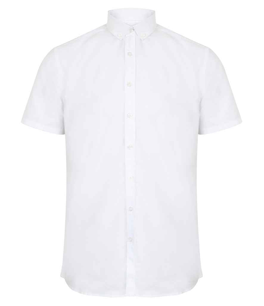 Henbury Modern Short Sleeve Regular Fit Oxford Shirt - White