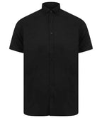 Henbury Modern Short Sleeve Slim Fit Oxford Shirt - Black