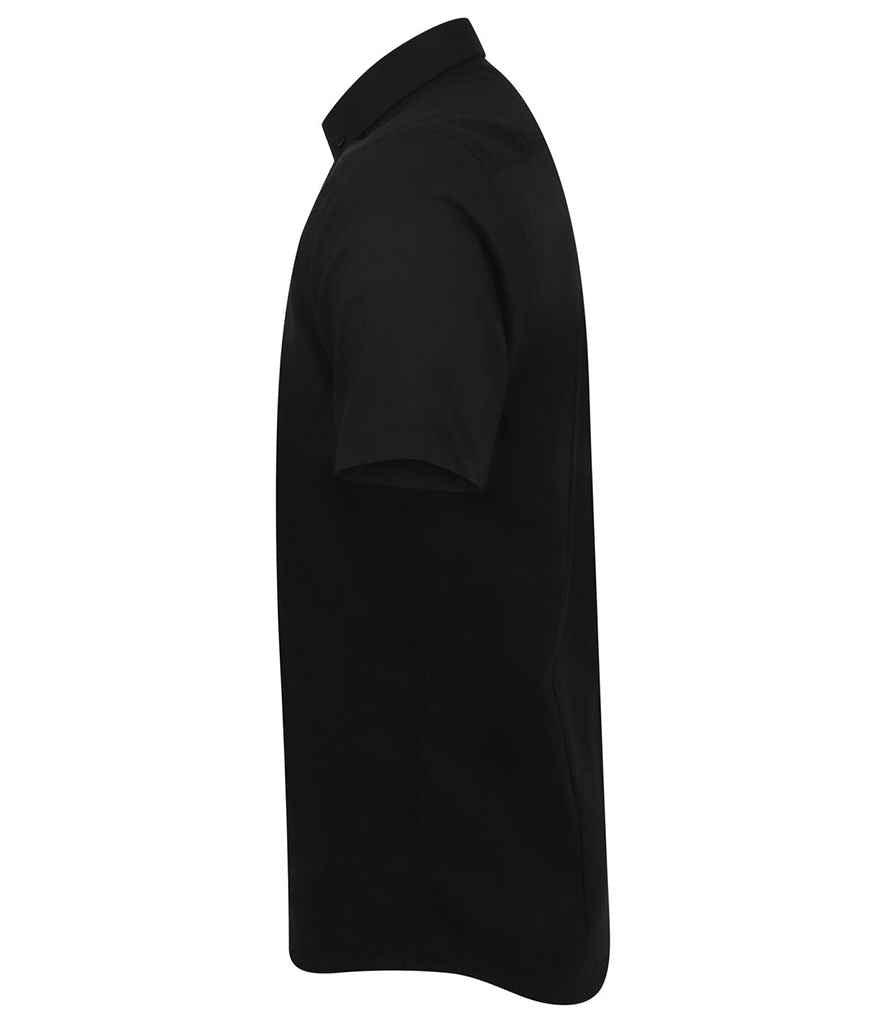 Henbury Modern Short Sleeve Slim Fit Oxford Shirt - Black