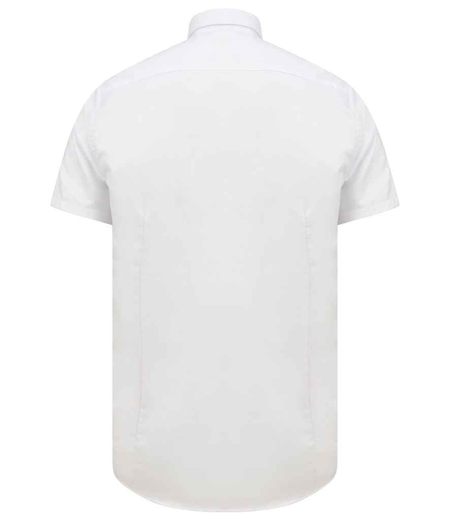 Henbury Modern Short Sleeve Slim Fit Oxford Shirt - White