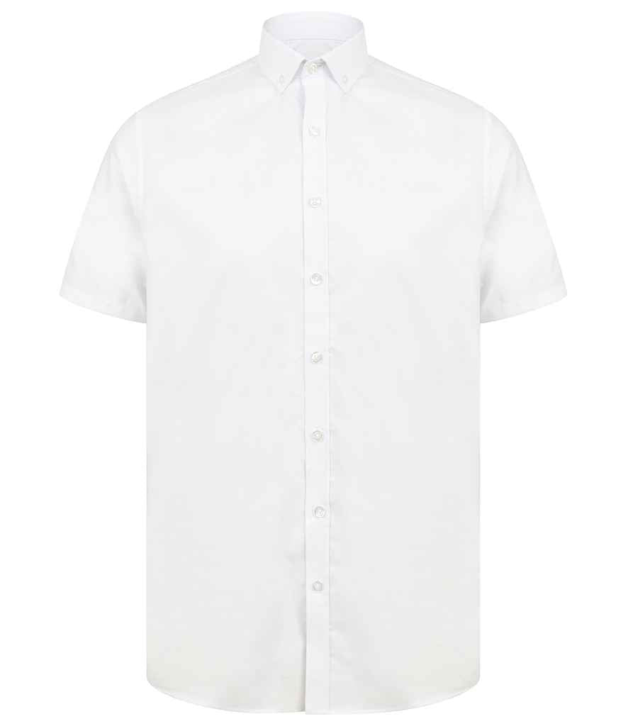 Henbury Modern Short Sleeve Slim Fit Oxford Shirt - White