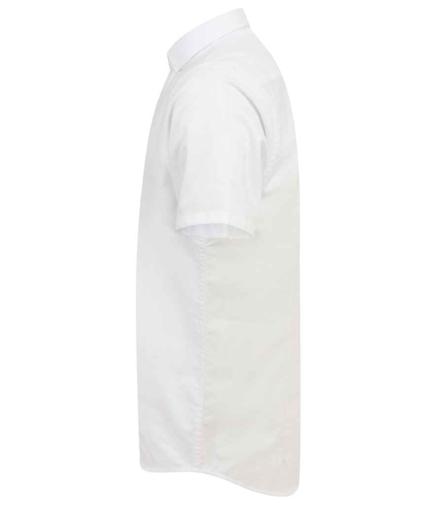 Henbury Modern Short Sleeve Slim Fit Oxford Shirt - White
