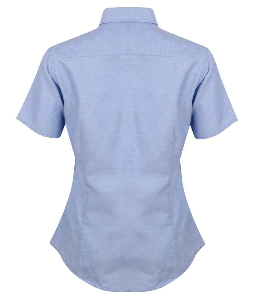 Henbury Ladies Modern Short Sleeve Regular Fit Oxford Shirt - Blue