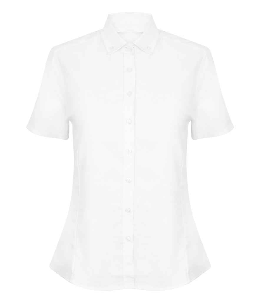 Henbury Ladies Modern Short Sleeve Regular Fit Oxford Shirt - White