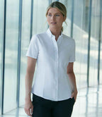 Henbury Ladies Modern Short Sleeve Regular Fit Oxford Shirt - White