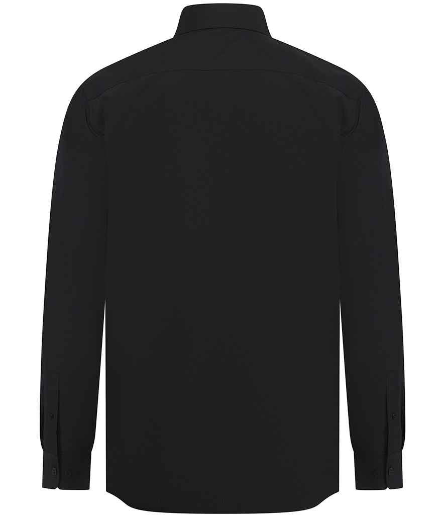 Henbury Long Sleeved Cotton Feel Coolplus® Shirt - Black