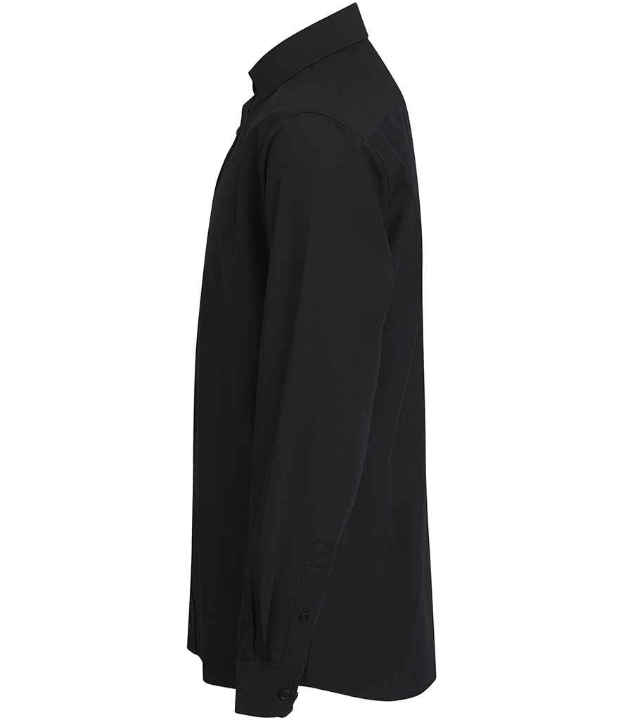 Henbury Long Sleeved Cotton Feel Coolplus® Shirt - Black