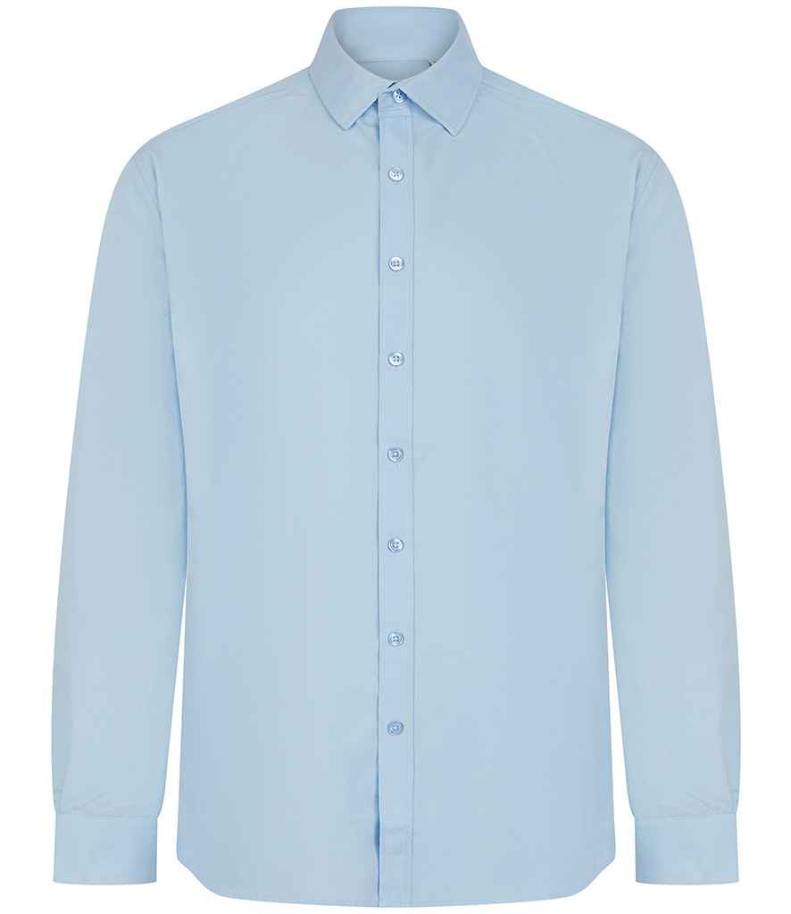Henbury Long Sleeved Cotton Feel Coolplus® Shirt - Light Blue