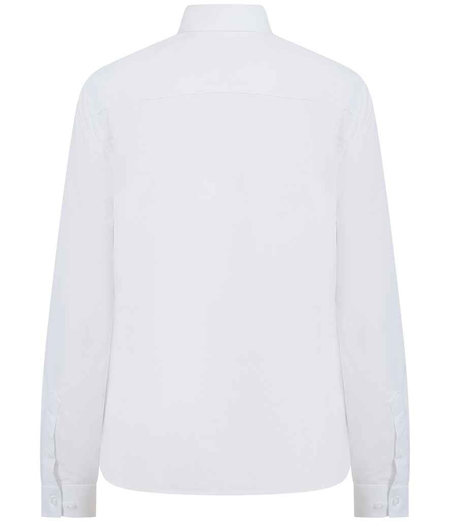 Henbury Ladies Long Sleeved Cotton Feel Coolplus® Shirt - White