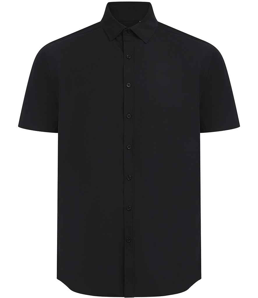 Henbury Short Sleeved Cotton Feel Coolplus® Shirt - Black