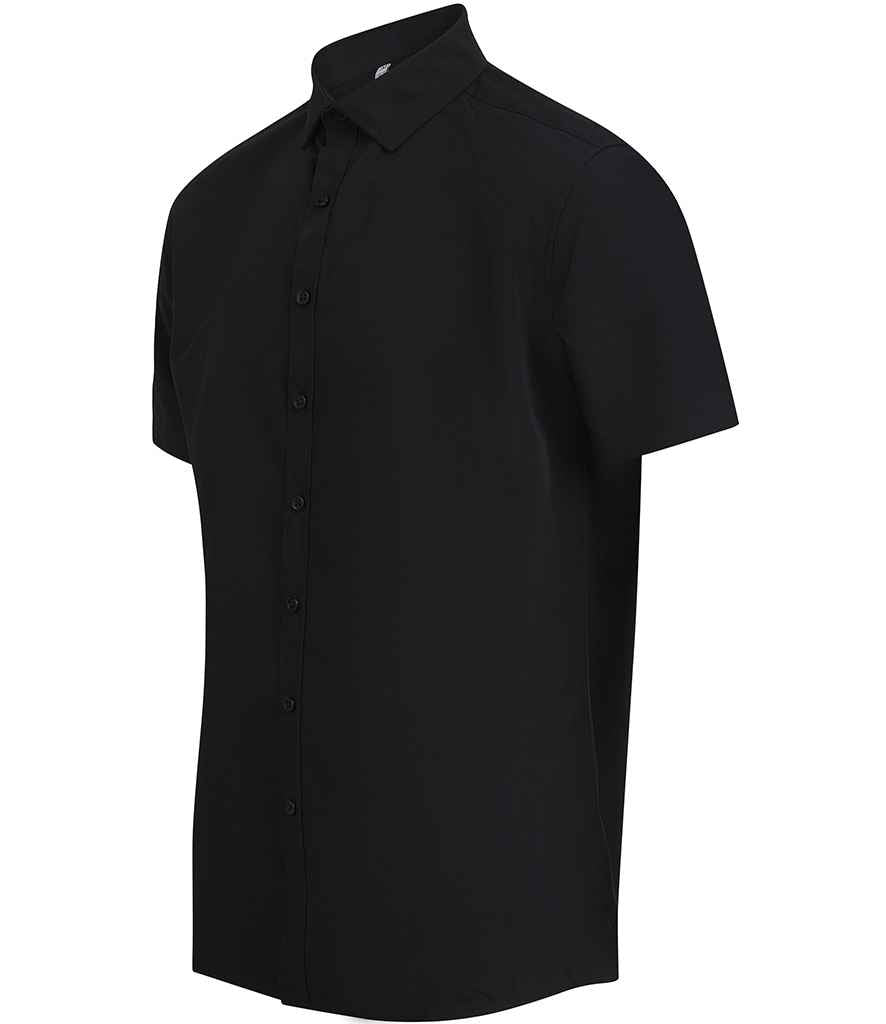 Henbury Short Sleeved Cotton Feel Coolplus® Shirt - Black