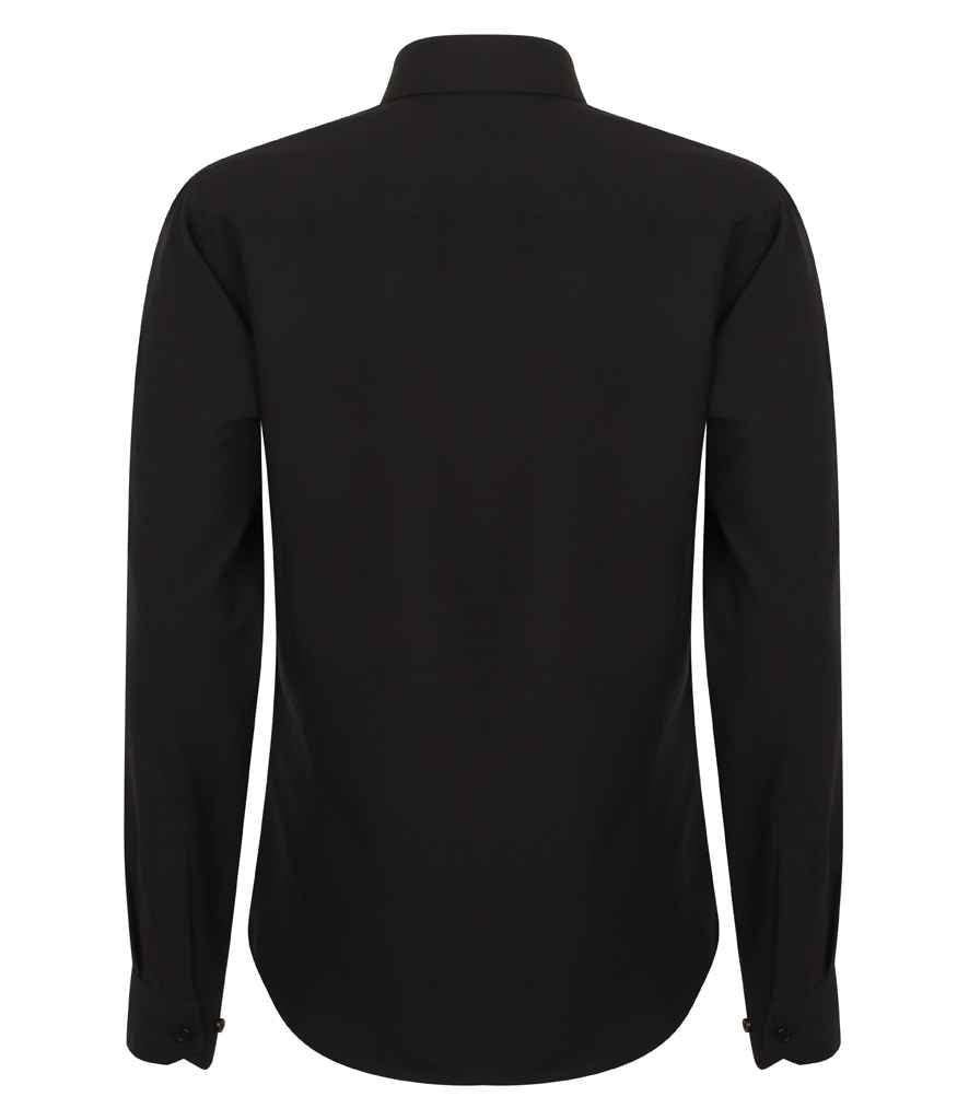 Henbury Ladies Long Sleeve Wicking Shirt - Black