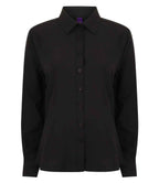 Henbury Ladies Long Sleeve Wicking Shirt - Black