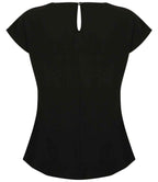 Henbury Ladies Pleat Front Short Sleeve Blouse - Black