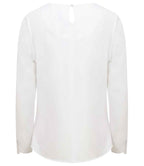 Henbury Ladies Pleat Front Long Sleeve Blouse - White