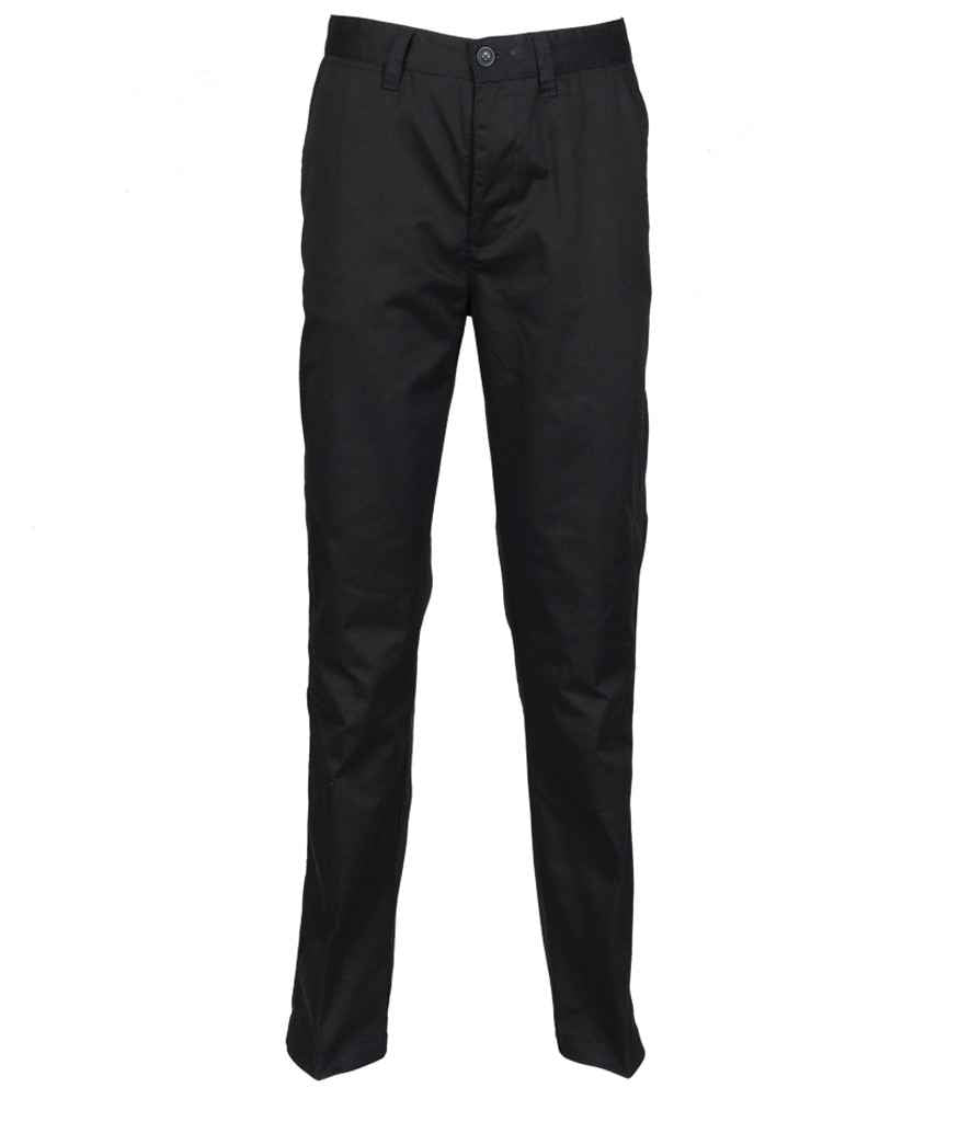 Henbury 65/35 Flat Fronted Chino Trousers - Black