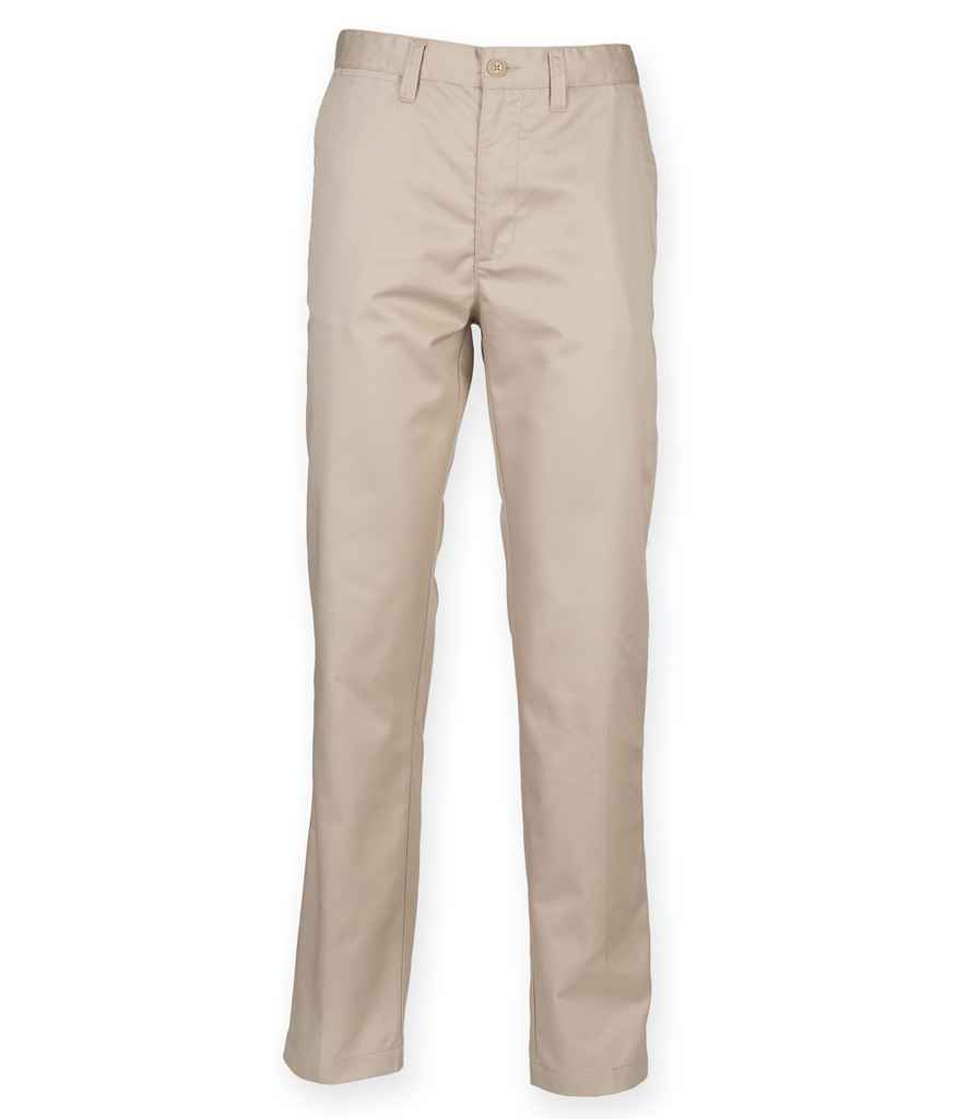 Henbury 65/35 Flat Fronted Chino Trousers - Stone