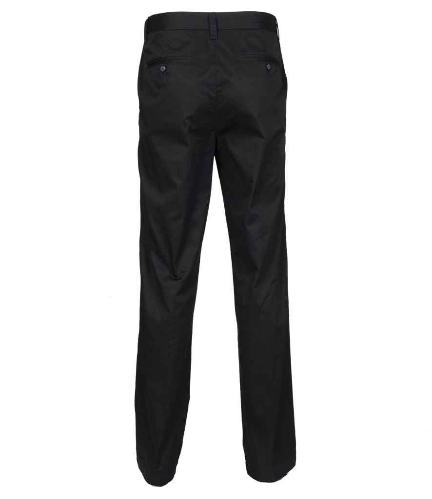 Henbury Ladies 65/35 Flat Fronted Chino Trousers - Black