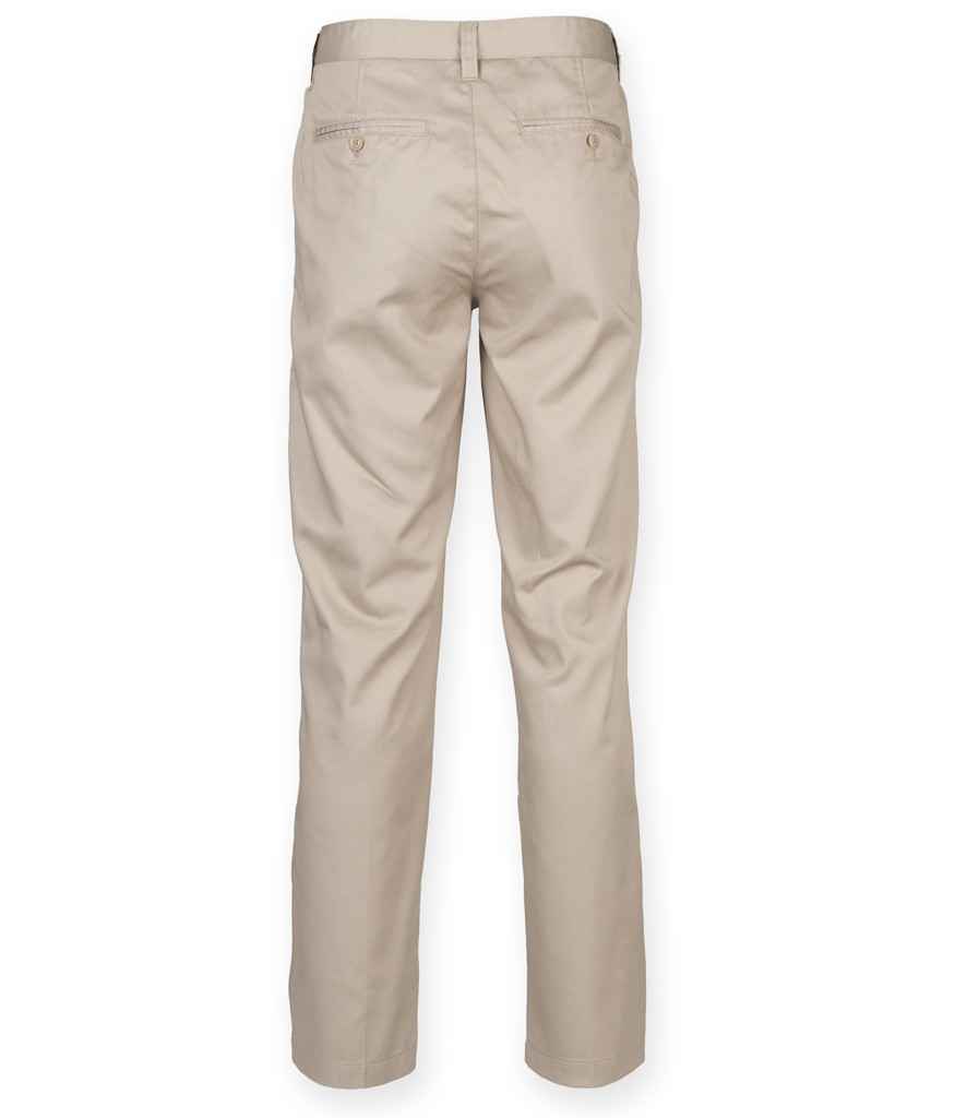 Henbury Ladies 65/35 Flat Fronted Chino Trousers - Stone