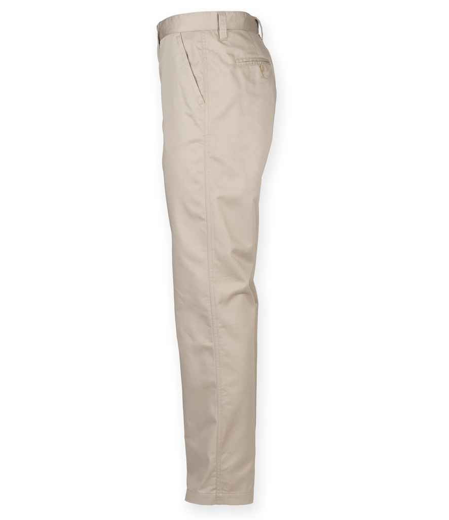 Henbury Ladies 65/35 Flat Fronted Chino Trousers - Stone