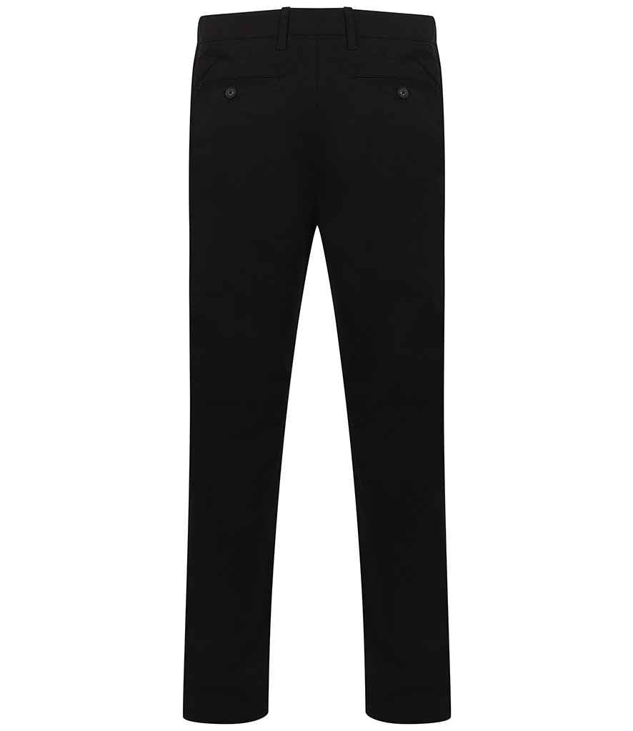 Henbury Stretch Flex Waistband Chino Trousers - Black