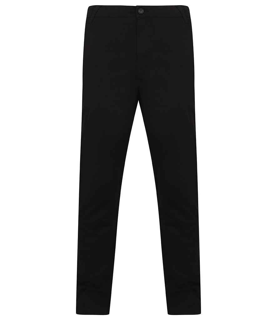 Henbury Stretch Flex Waistband Chino Trousers - Black