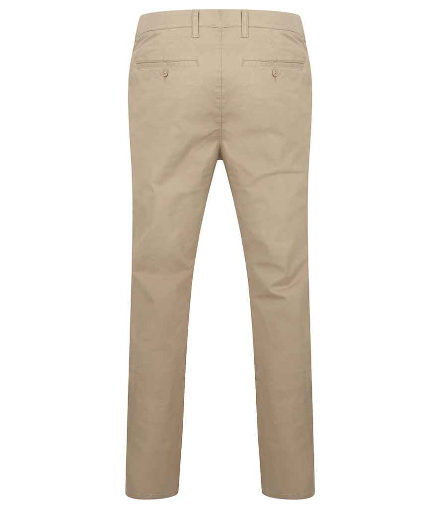 Henbury Stretch Flex Waistband Chino Trousers - Stone