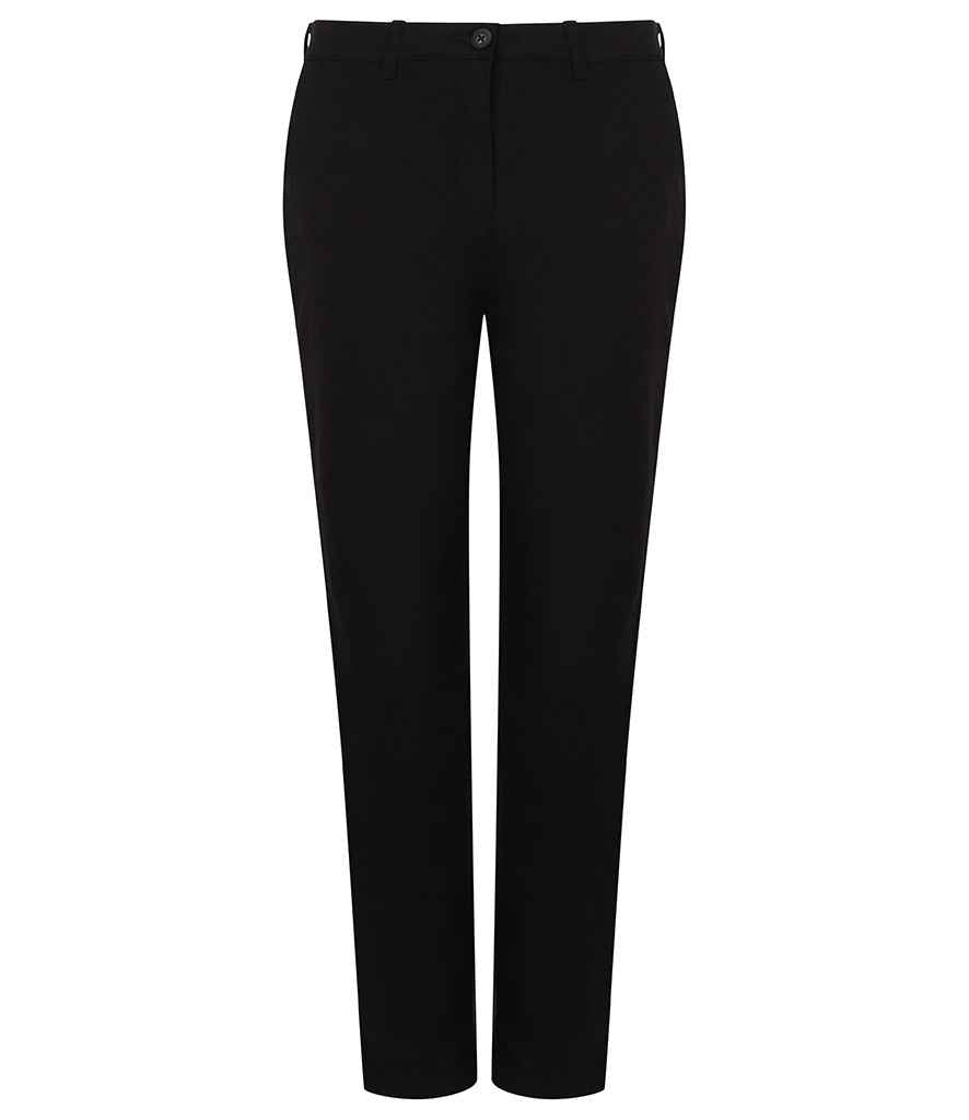 Henbury Ladies Stretch Chino Trousers - Black
