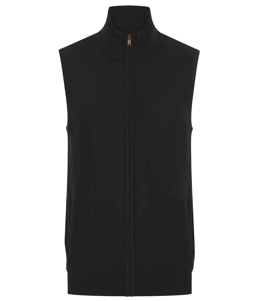 Henbury Sleeveless Zip Through Jumper - Black