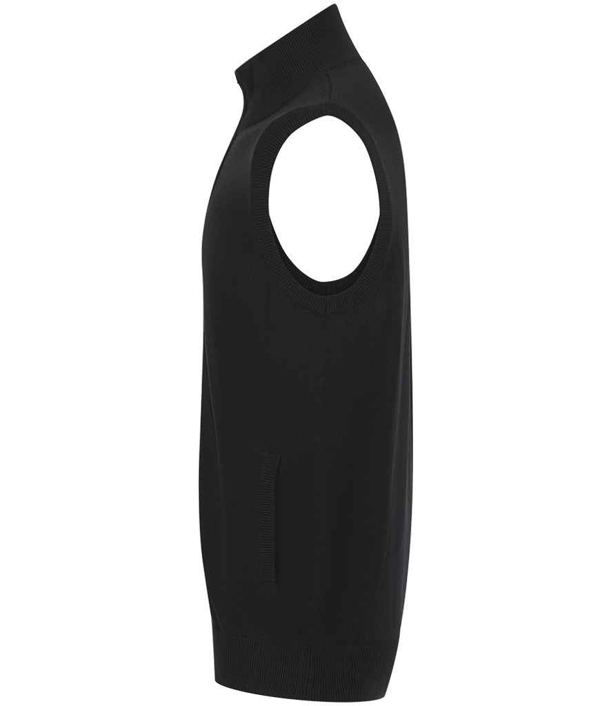 Henbury Sleeveless Zip Through Jumper - Black