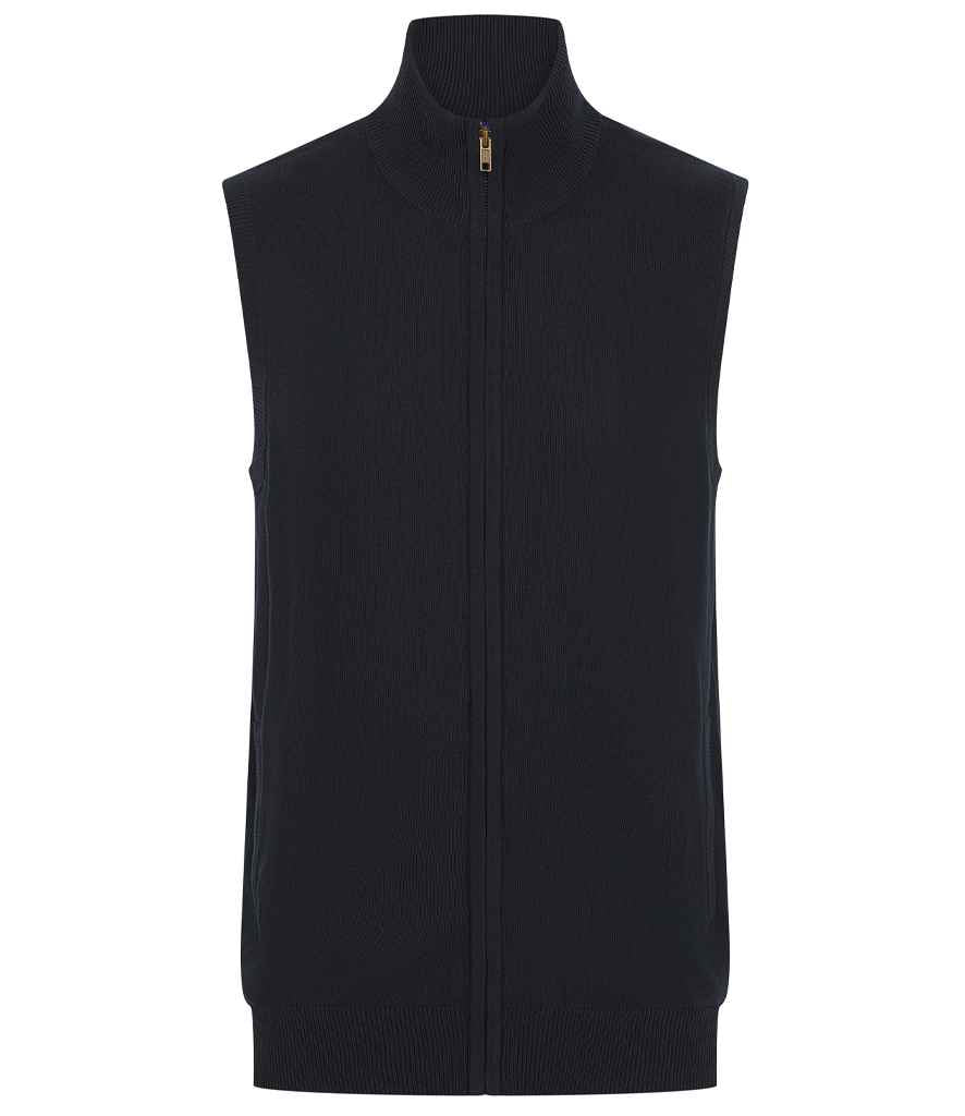 Henbury Sleeveless Zip Through Jumper - Navy