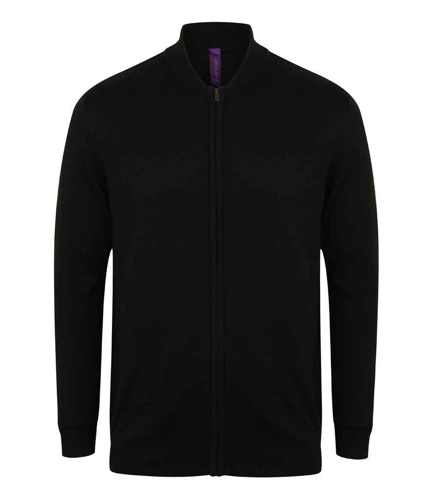 Henbury Unisex Zip Through Cardigan - Black