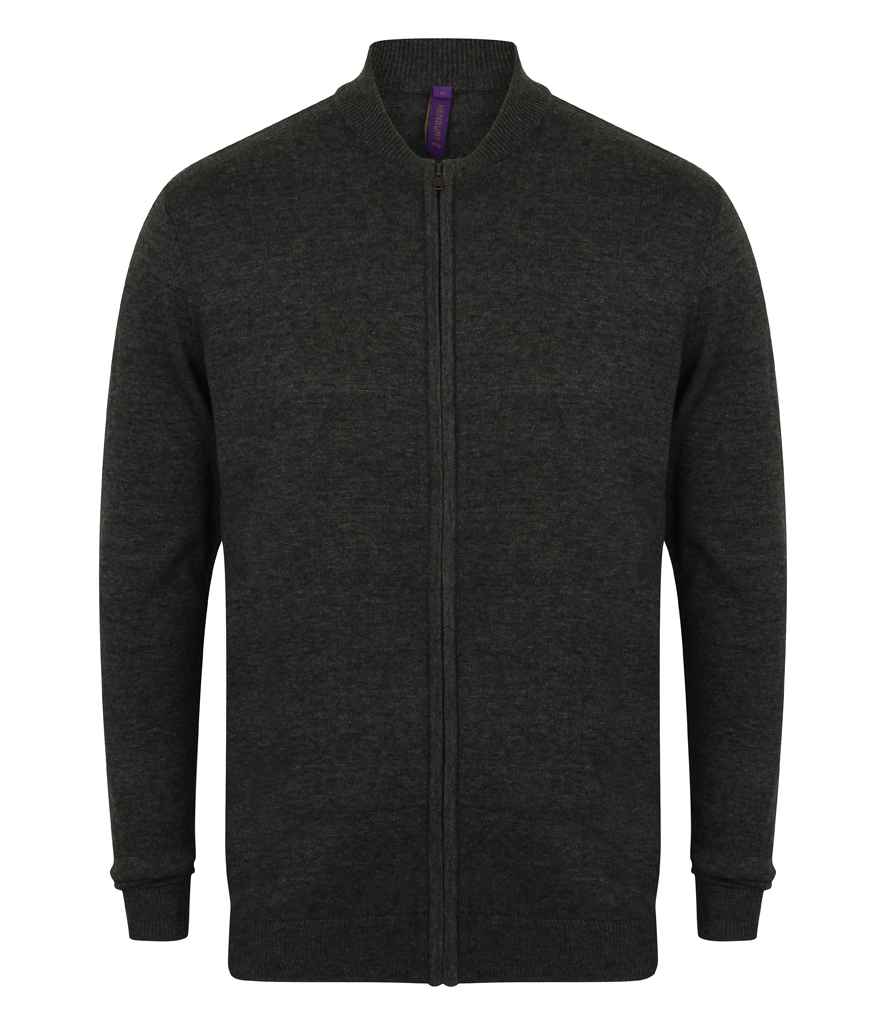 Henbury Unisex Zip Through Cardigan - Grey Marl