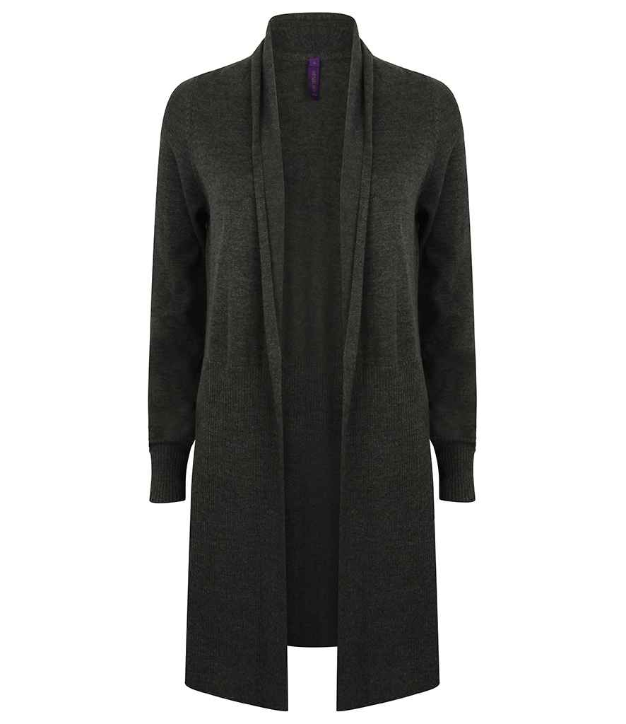Henbury Ladies Longline Open Cardigan - Grey Marl