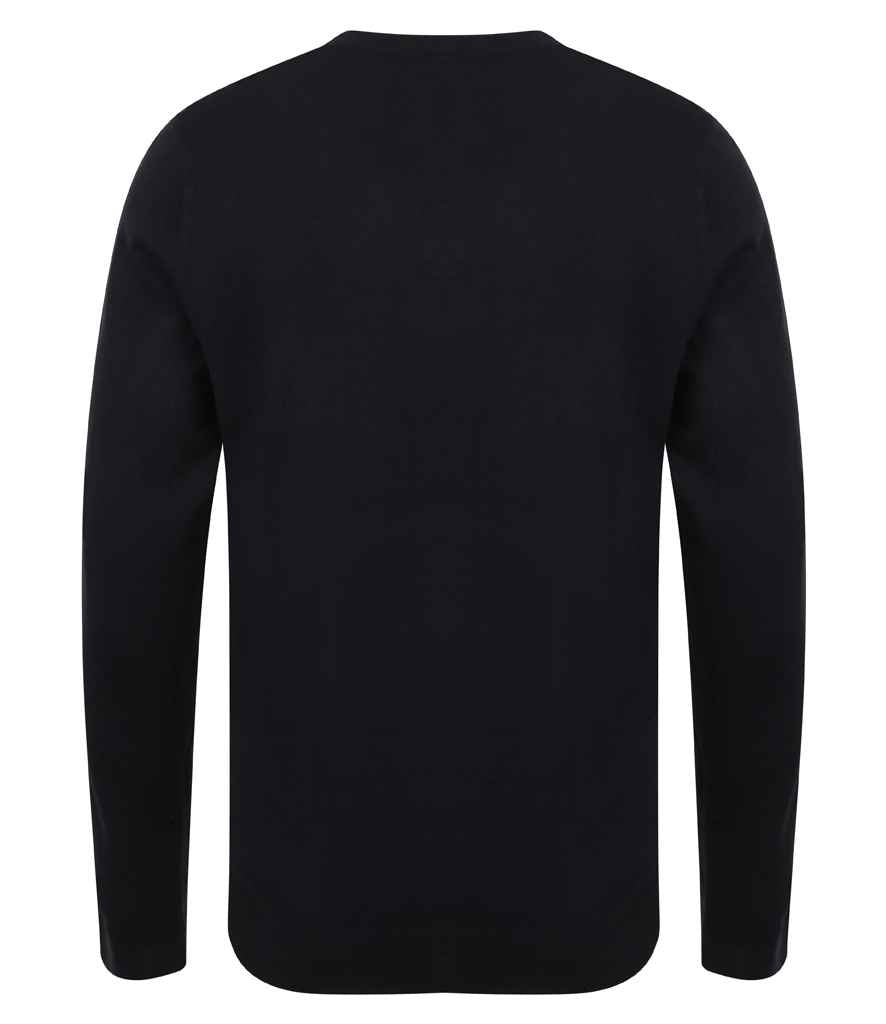 Henbury Lightweight Cotton Acrylic V Neck Sweater - Black