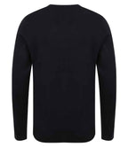 Henbury Lightweight Cotton Acrylic V Neck Sweater - Black