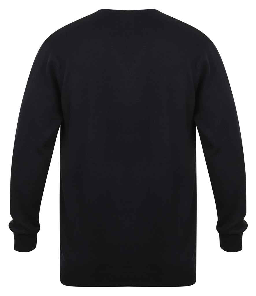 Henbury Lightweight Cotton Acrylic V Neck Sweater - Navy