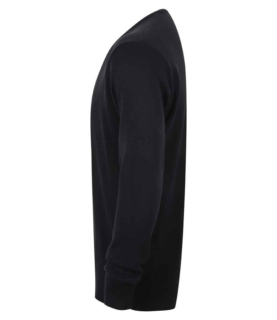 Henbury Lightweight Cotton Acrylic V Neck Sweater - Navy