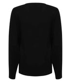Henbury Ladies Lightweight Cotton Acrylic V Neck Sweater - Black